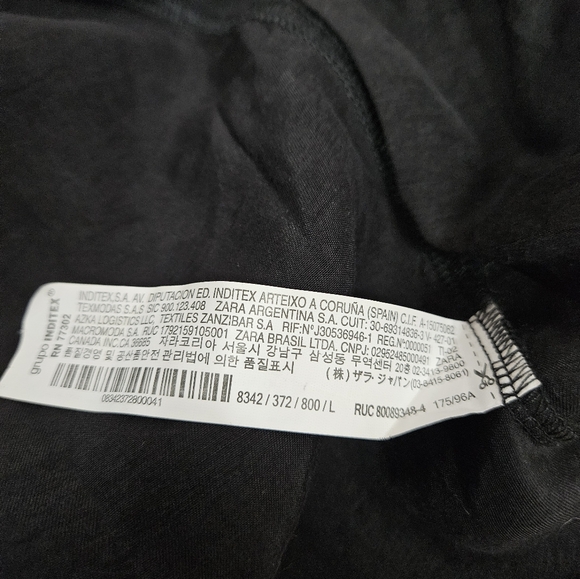 Zara Black Crushed Satin Draped Twist Front Slit Maxi Dress Size Large H13 - Picture 8 of 10